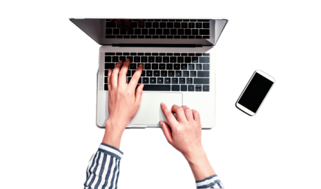 Hands using a laptop