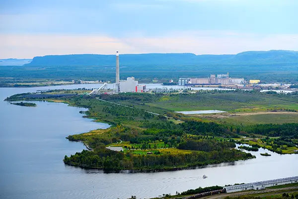 An aerial view of the Riparian/Nearshore Wildlife Habitat Project